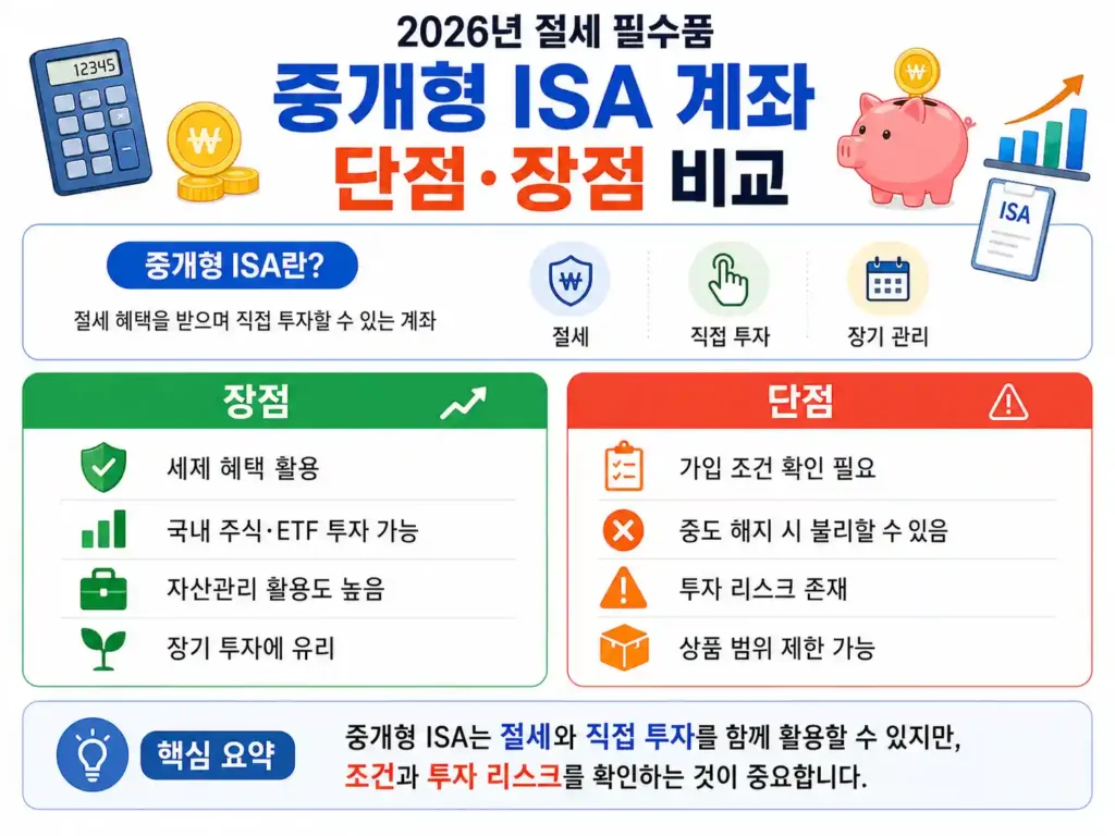 2026년 절세 필수품 중개형 ISA 계좌 단점 장점 비교