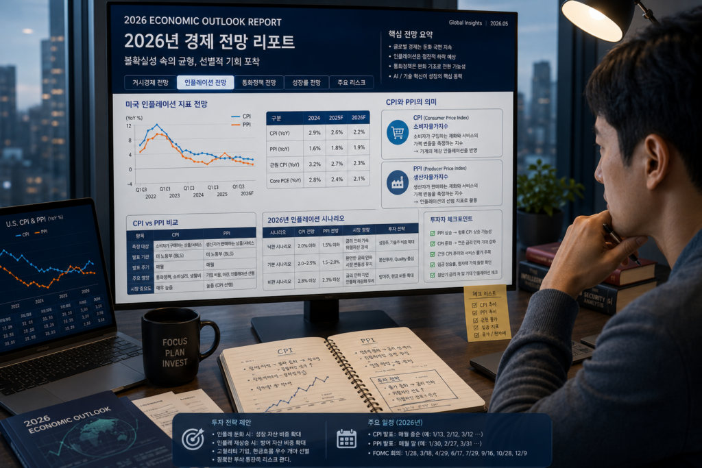 2026년 경제 전망 리포트를 통해 미국 CPI PPI 뜻을 분석하는 투자자