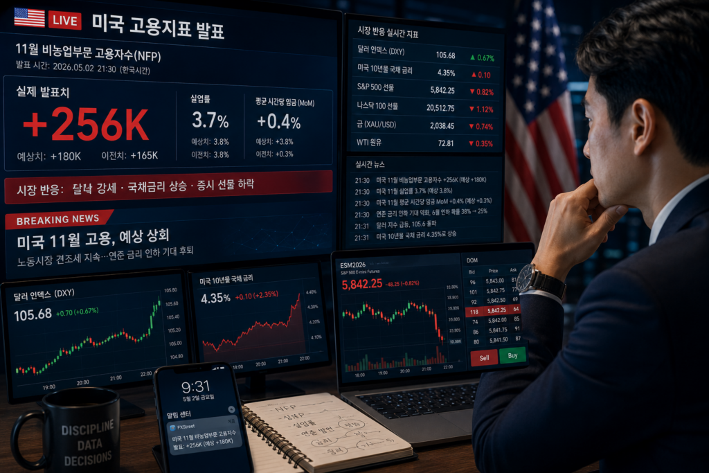 스마트폰으로 실시간 경제 캘린더를 확인하는 투자자의 손