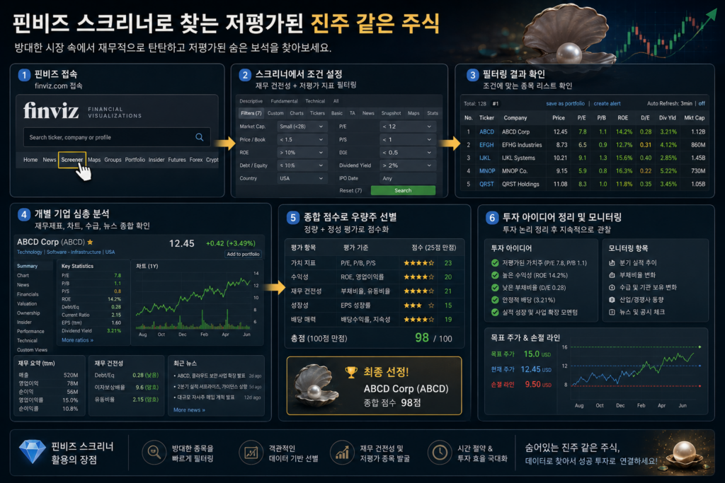 수천 개의 종목 중 나만의 조건에 맞는 알짜주를 걸러낼 수 있습니다.