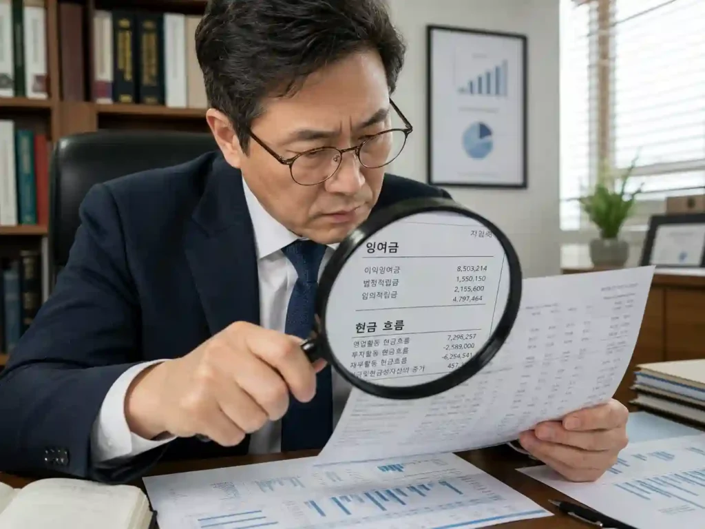 돋보기를 들고 기업의 재무제표 안의 잉여금 항목과 현금 흐름을 꼼꼼하게 들여다보는 현명한 투자자